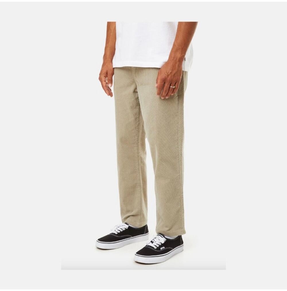 Katin Pipeline Pants Men Large Tan Corduroy Stretch Casual Surf Skate Drawstring